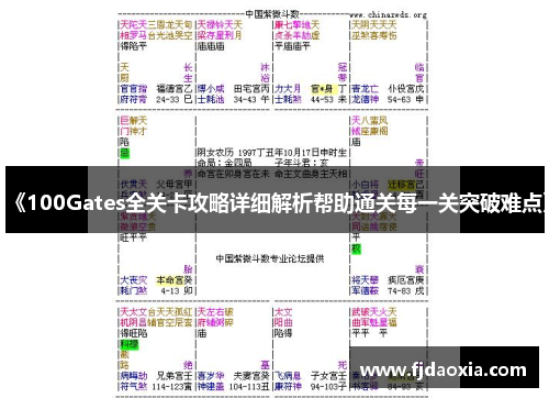 《100Gates全关卡攻略详细解析帮助通关每一关突破难点》